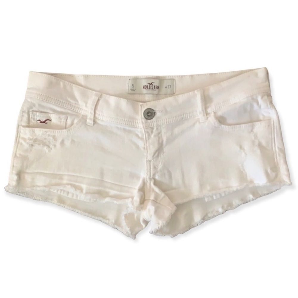 Hollister Distressed White Jean Shorts Size 5